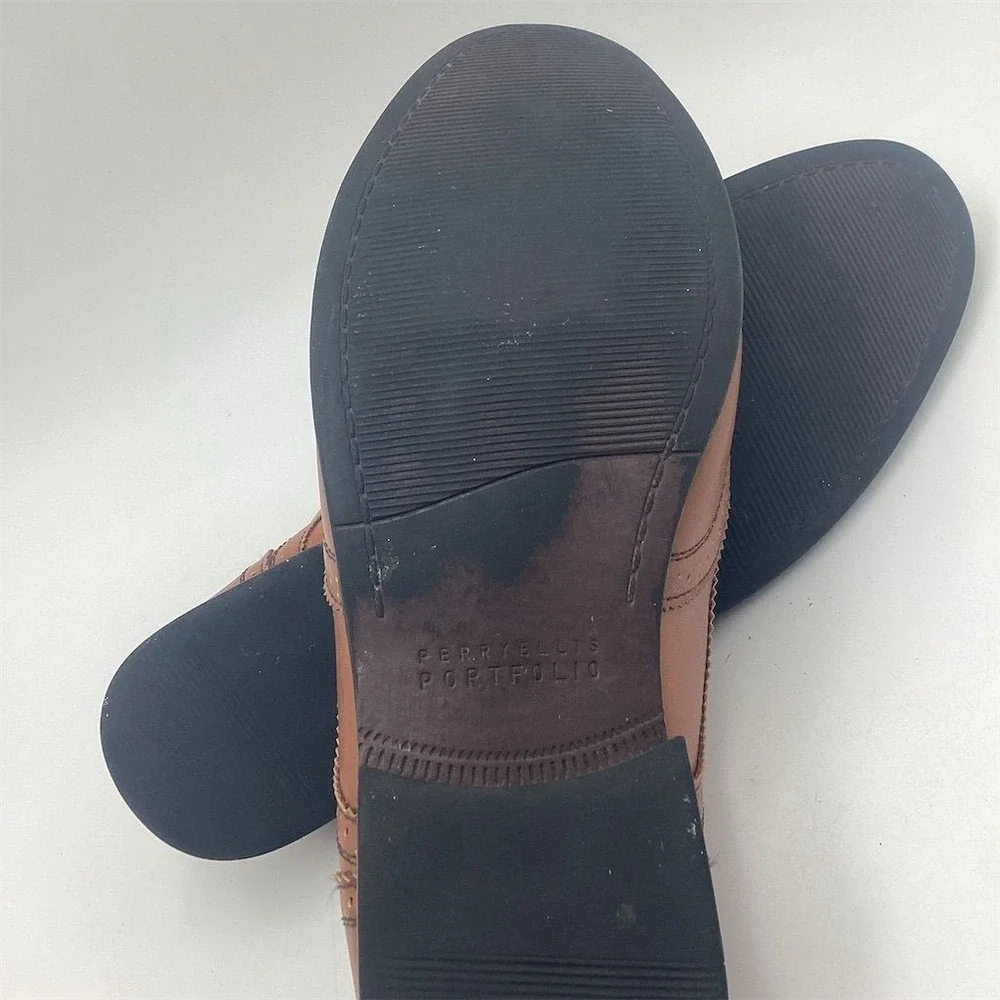Perry Ellis Portfolio Men's Brown Oxford Dress Shoes‎ Size 10 Wingtip